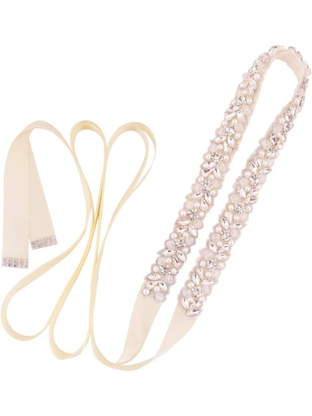 Handmade Crystal Bridal Belt with Pearls & Rhinestones - Elegant Wedding Sash